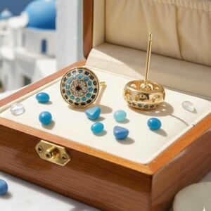 Vintage Evil Eye Stud Earrings